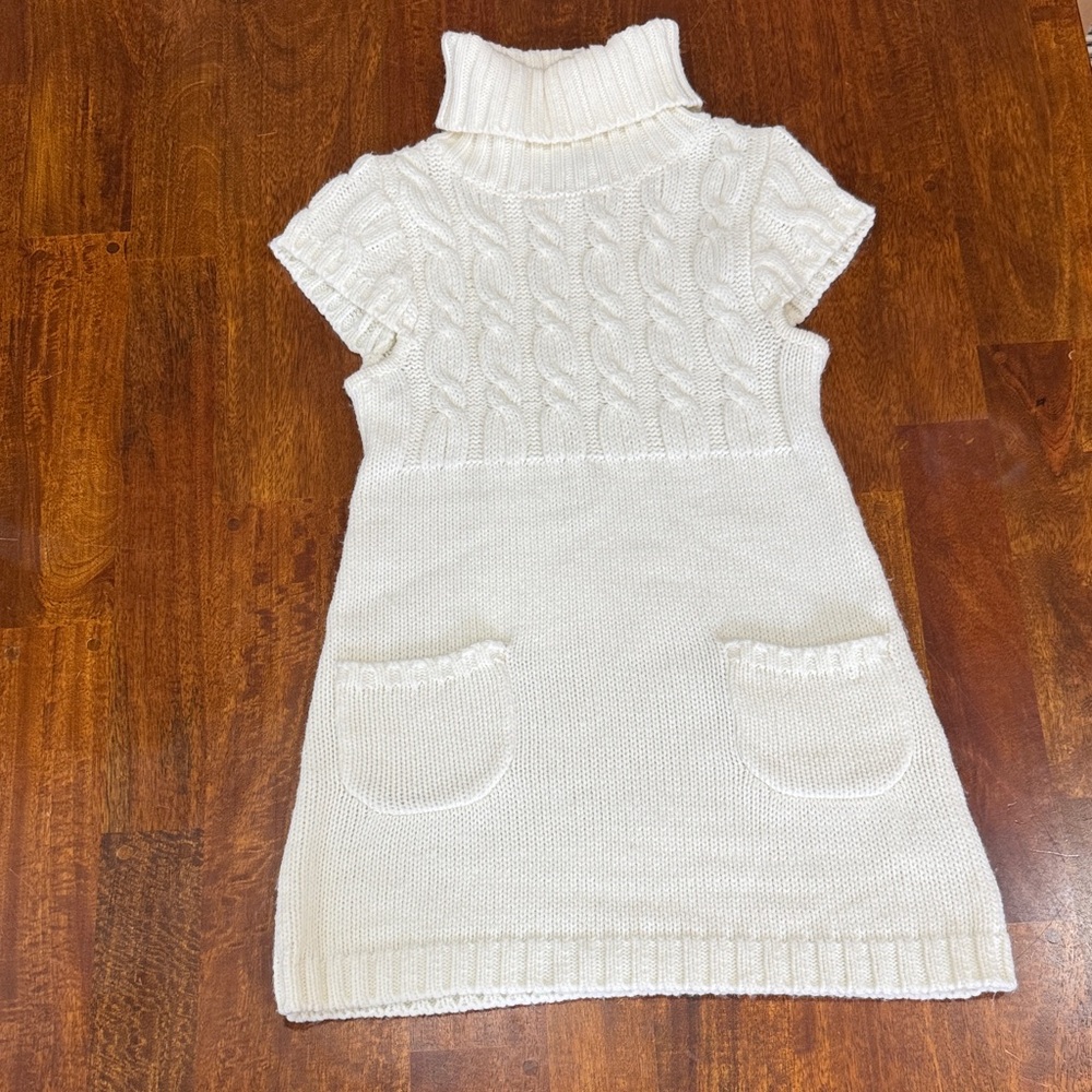 Y2K Forever 21 Knit Turtleneck Pocket Sweater Dress - Cream